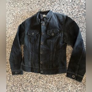Black Leather Button-Up Jacket